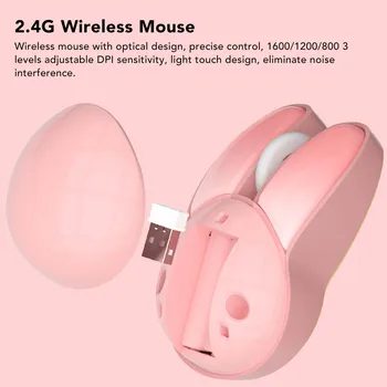 Беспроводная мышь Cute Rabbit 2,4 G с регулируемой чувствительностью DPI, Эффективная дальность действия 33 фута, бесшумная мышь на батарейках, игровые мыши, новинка