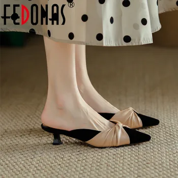 FEDONAS / разноцветные женские тапочки; босоножки из натуральной кожи на тонком каблуке; сезон: Весна-лето; женская обувь для зрелой офисной вечеринки;