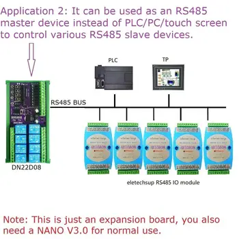 Ведущее устройство 12V RS485 Заменяет ПЛК/ПК/сенсорное управление 8DI-8DO Ведомое устройство