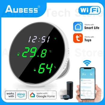 AUBESS Tuya WiFi Датчик температуры и влажности, зимний регулятор температуры, голосовое управление Alexa Google Home Assistant