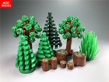 Продажа наборов MOC Bricks DIY Завод в миниатюре лесное дерево Еловые кусты Развивающие строительные блоки Игрушки для детей Рождественские подарки