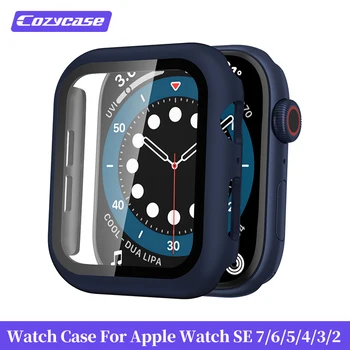 Чехол Cozycase для Apple Watch с защитной пленкой для экрана 7 6 SE 5 432 Защитная пленка из закаленного стекла Для часов 44 мм 40 мм 42 мм 38 мм