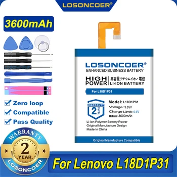100% Оригинальный Аккумулятор LOSONCOER 3600mAh L18D1P31 Для LENOVO TB-7104F Бесплатные Инструменты