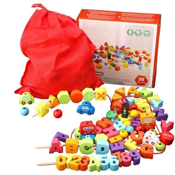 Игрушка для шнуровки бусин, включая красочные блоки, игрушка для продевания нитей в тему дорожного движения для Центра координации рук и глаз Челнока