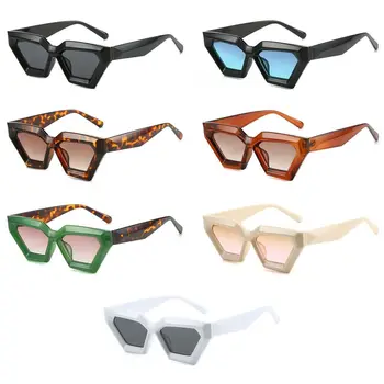 Модные многоугольные солнцезащитные очки Cateye в толстой оправе, квадратные солнцезащитные очки для женщин, мужские солнцезащитные очки футуристического дизайна