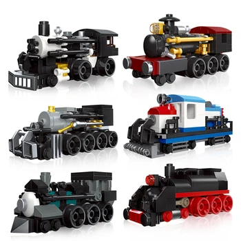 Поезд Локомотив, вагон, строительные блоки, игрушки, мини-модель, Промышленная революция, город, кирпичи эпохи Стимпанк, Совместимые с LEGO