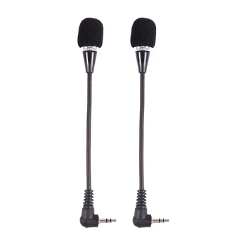 2 мини-микрофона с гибким разъемом 3,5 мм для настольных ПК, ноутбуков, Skype Yahoo Black