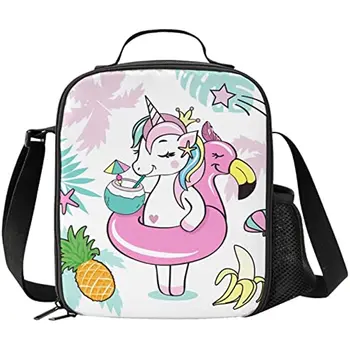 Красивая детская изолированная сумка для ланча с единорогом и фламинго, маленькая симпатичная термосумка, созданная еще в школе, сумки для ланча для детей в школе