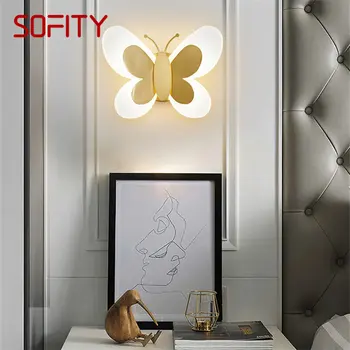 Прикроватное освещение SAMAN Indoor Gold Copper Butterfly LED 3 цвета, реалистичный креативный настенный светильник для домашнего декора гостиной