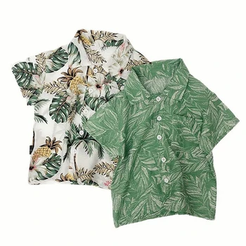 Блузка для маленьких мальчиков, блузка с цветочным рисунком для мальчика, блузка в повседневном стиле для мальчиков, летняя одежда для мальчиков