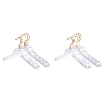 20 шт. Прозрачная акриловая вешалка для одежды с золотым крючком, прозрачная вешалка для рубашек с вырезами для девочек-леди