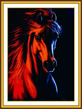 Лошадь животное набор для вышивки крестом черный холст частичная строчка 14ct 11ct вышивка DIY ручной работы рукоделие доступно 2 цвета