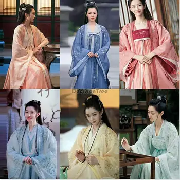 2023 телепередача hanfu song dynasty hanfu, классический дворцовый танцевальный костюм в китайском стиле, шифоновая вышивка, хлопчатобумажные и льняные ткани