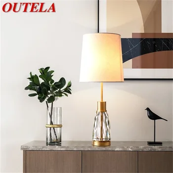 OUTELA Dimmer Современная настольная лампа из латуни Креативный настольный светильник Хрустальное украшение для дома