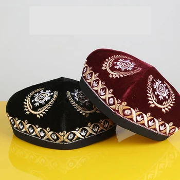Синьцзянская шляпа Мужская Уйгурская Цветочная шляпа Танцевальный Мужской Взрослый Складной цветок Шляпа Вышитый Четырехугольный Головной убор Мужская шляпа