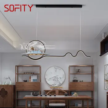 Подвесной светильник SOFITY в креативном китайском стиле, светодиодная современная потолочная люстра 3 цветов для домашнего декора столовой и кабинета