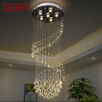 Современный Хрустальный подвесной светильник DEBBY LED Luxury Creative Rotate Chandelier Lamp для домашней гостиной Двухуровневой виллы