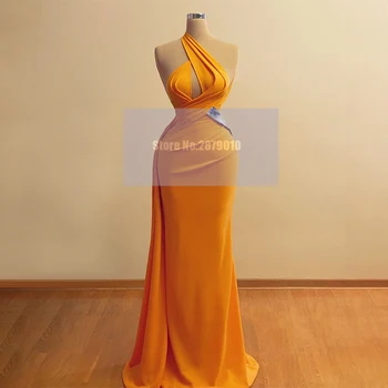 Ярко-оранжевое элегантное вечернее платье 
