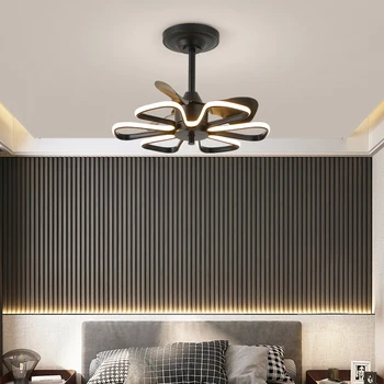 Потолочный вентилятор ресторана Nordic с подсветкой, дистанционное управление, умное украшение гостиной, подвесные светильники lamparas