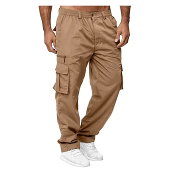 Мужские повседневные Свободные прямые брюки-карго с несколькими карманами, уличные брюки для бега трусцой, спортивные брюки для мужчин, уличная одежда