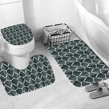 Зеленый Градиентный набор из 3 ковриков для ванной комнаты, мягкий нескользящий коврик для ванной, впитывающие коврики для душа, крышка унитаза, покрытие пола