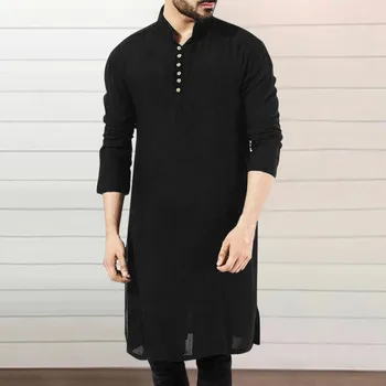 Джубба Тобе Исламская одежда для мусульманского модника Длинные халаты с длинным рукавом на арабском языке Простая повседневная мужская рубашка 5XL