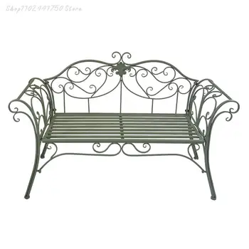 Железный двухместный стул в американском стиле Кантри, скамейка, украшение сада во дворе виллы, кресло для отдыха, Парковый стул со спинкой на открытом воздухе