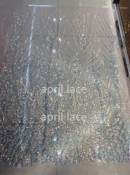 Лондонская Леди JU23-1-3 Весенний Цветок Добби Пайетка 2023 Апрель 5 ярдов Модной кружевной ткани для новобрачных От Кутюр