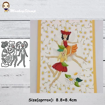 Танцующая девушка-обезьяна, трафареты для резки металла, фотоальбом для скрапбукинга, декоративное тиснение, бумажные открытки 