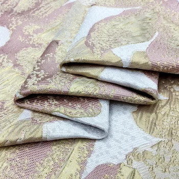 Жаккардовая ткань Золотистый шелк, диванная подушка, материал для штор, осенне-зимнее платье, ткани-ветровки, брендовая дизайнерская ткань