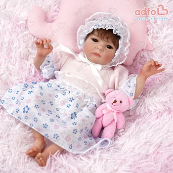 Куклы ADFO Bebe Reborn 17 дюймов, звенящие с укоренившимися ресницами, реалистичная виниловая кукла для новорожденных, Рождественский подарок для детей