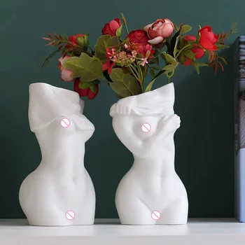 Силиконовая форма для вазы для тела Художественное украшение для тела Цементная Женская форма для вазы из бетона, Аранжировщик для цветов, Глиняная форма для поделок
