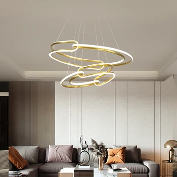 Современный светодиодный подвесной светильник, креативные потолочные люстры с круглым покрытием для столовой, спальни, гостиной, внутреннего освещения.