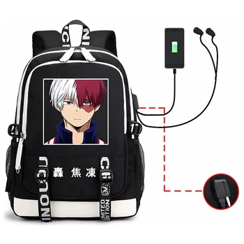 Рюкзак My Hero Academia с USB-Портом Для Зарядки Аниме MHA Todoroki Shoto Cosplay Bookbag Сумка Для Ноутбука Школьная Mochila