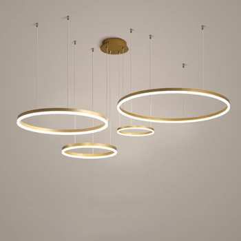 Светодиодная люстра в стиле постмодерн для гостиной, столовой, ресторана с золотым кофейным кругом, подвесные светильники nordic hall
