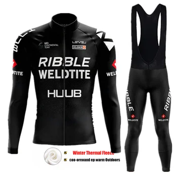 Осенне-зимний ветрозащитный флисовый мужской костюм Huub с длинным рукавом, велосипедная одежда, горный велосипед, теплая спортивная одежда для шоссейных велосипедов