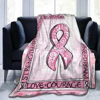 Розовая лента от рака молочной железы, мягкое одеяло для женщин, мужчин, детей, легкие флисовые одеяла для дивана Sofa 80&#