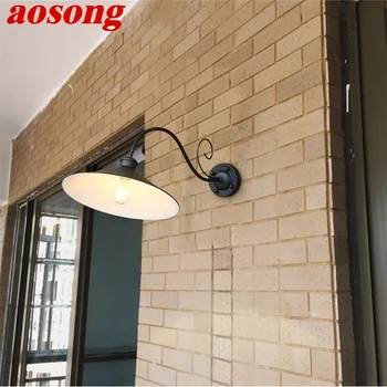 Настенный светильник AOSONG, уличные классические бра, водонепроницаемый домашний светодиод в форме рога для виллы на крыльце