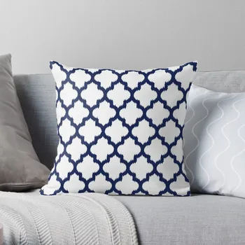 Темно-синий и белый четырехлистник в стиле ikat, наволочка для дивана, декоративные подушки для роскошной гостиной