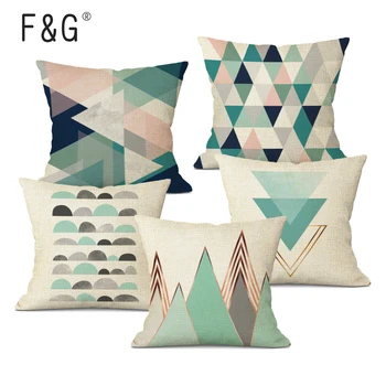 Декоративные наволочки для дома в скандинавском стиле с небольшой свежей геометрией, синие треугольные льняные наволочки для дивана-кровати, наволочки для подушек