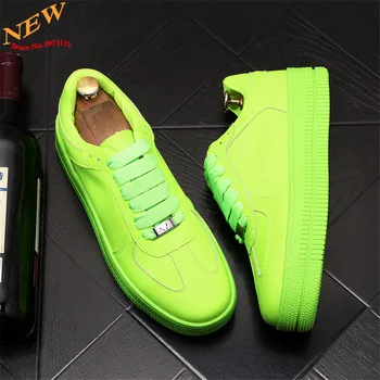 Новое поступление, мужские кроссовки, зеленая кожаная повседневная обувь, лоферы на плоской подошве в стиле хип-хоп, Zapatillas Hombre