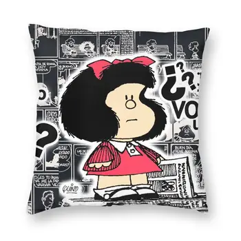 Винтажный Quino Comic Mafalda Чехол Для Подушки 45x45 см Украшение 3D Принт Мультфильм Mang Полиэстер Наволочка для Офисного Дивана