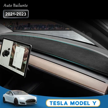 Для Tesla Модель Y, защитный чехол для приборной панели, Нескользящий солнцезащитный козырек, Коврики для приборной панели, накладки из нубука, Аксессуары для интерьера автомобиля