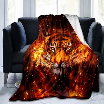 Одеяло с изображением животного, тигра, Фланелевое одеяло, супер мягкие флисовые пледы, теплое одеяло для дивана в спальне