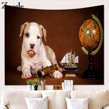 Гобелен с принтом собаки Zeegle, Висящий на стене, Гобелен в стиле хиппи, Богемный Домашний Декор, Покрывало, Простыня, Полиэфирная Скатерть, Коврик для йоги