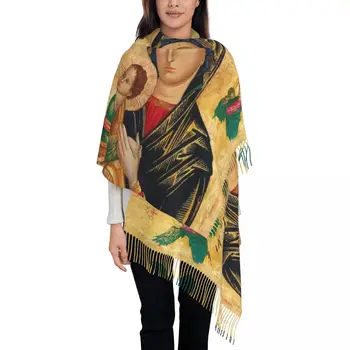 Леди, Большие шарфы Богоматери Вечной Помощи, женская зимняя толстая теплая шаль с кисточками, Римско-католический шарф Девы Марии