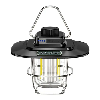Винтажный светодиодный походный фонарь водонепроницаемого типа C, перезаряжаемый Походный светильник для походов на открытом воздухе, аварийное отключение электроэнергии