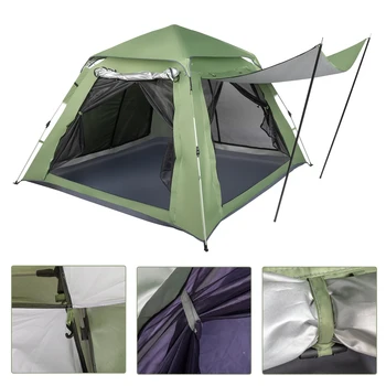 Быстрораскрывающаяся Четырехместная семейная палатка 240 * 240*150 см, Пружинная, зеленая