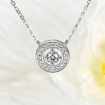 Женщин муассанит ожерелье 4 мм VVS1 весом 0,30 карата 925 серебро бриллиант ореол кулон ожерелья ювелирные изделия подарок горячая