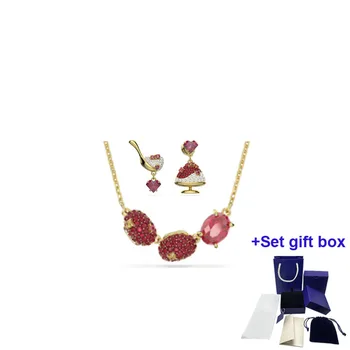Модный тренд Высокое качество ювелирных изделий Серия Red Bean десертное ожерелье серьги Набор Изысканная подарочная коробка Бесплатная доставка